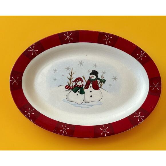Royal Seasons Other - Royal Seasons Christmas Snowman Stoneware Serving Platter Dish 14"x10"